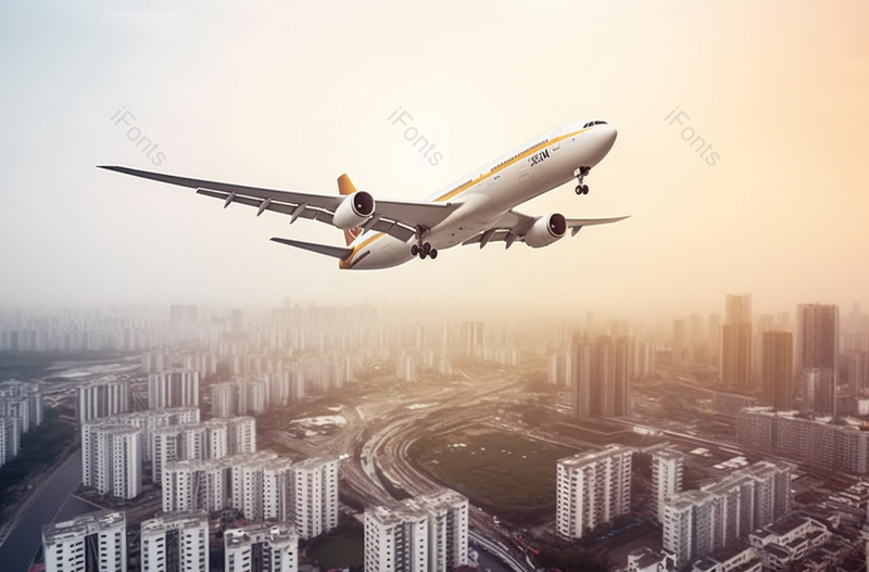 飞机城市建筑都市风光宏伟日落全球商务摩天大楼实拍摄影图,高清,摄影图,摄影图片,图片大全,摄影图免费下载